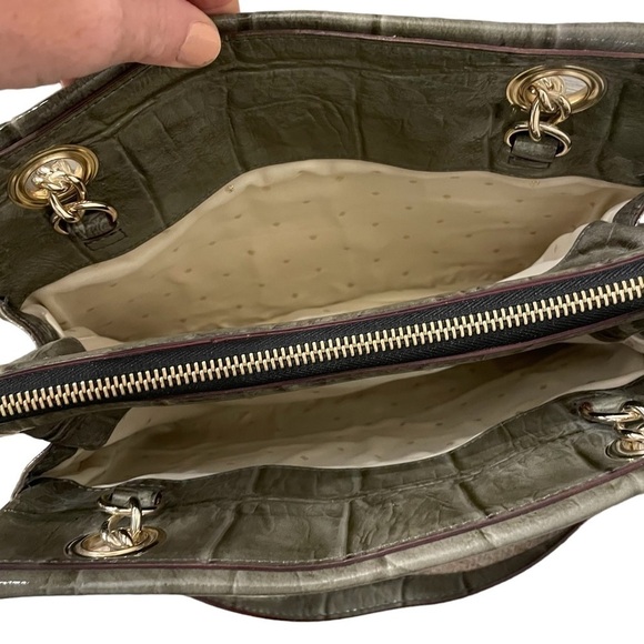 Kate Spade Green Croc Embossed Glossy Chain Strap Bag - Picture 5 of 7